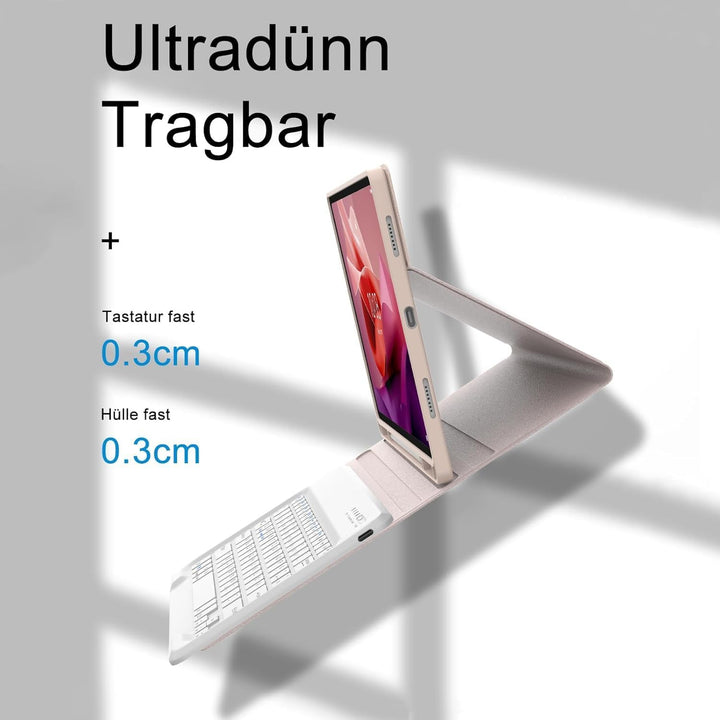 FOGARI Tastatur Hülle für Lenovo Tab P12 12.7" 2023, QWERTZ Layout, Hülle Tastatur mit Magnetisch Ab