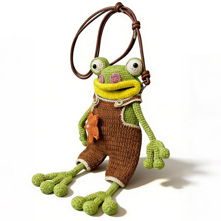 OPVXZAD DIY Häkeln Frosch Handytasche Set Handgemachter Frosch Umhängetasche mit Garn Füllwatte Zube