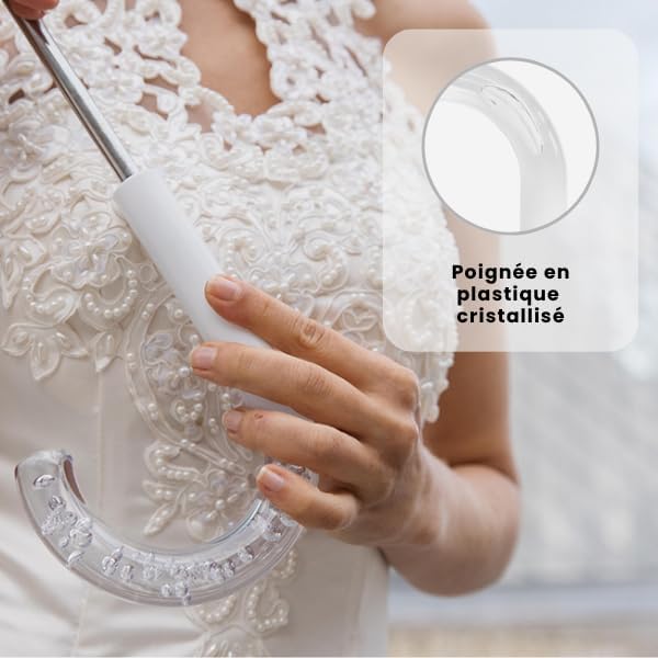 SMATI Durchsichtiger Regenschirm transparent Stockschirm Glockenform Hochzeit, Hochzeit