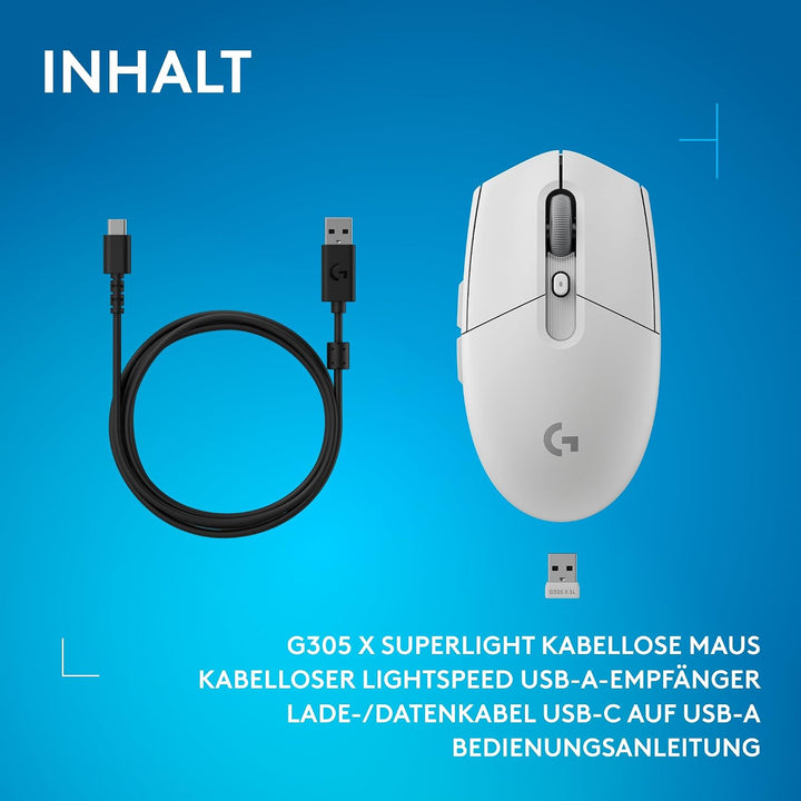 Logitech G G305 X SUPERLIGHT kabellose Gaming-Maus | Für PC/Mac, 61 g leichte Gaming-Maus, HERO 44K-
