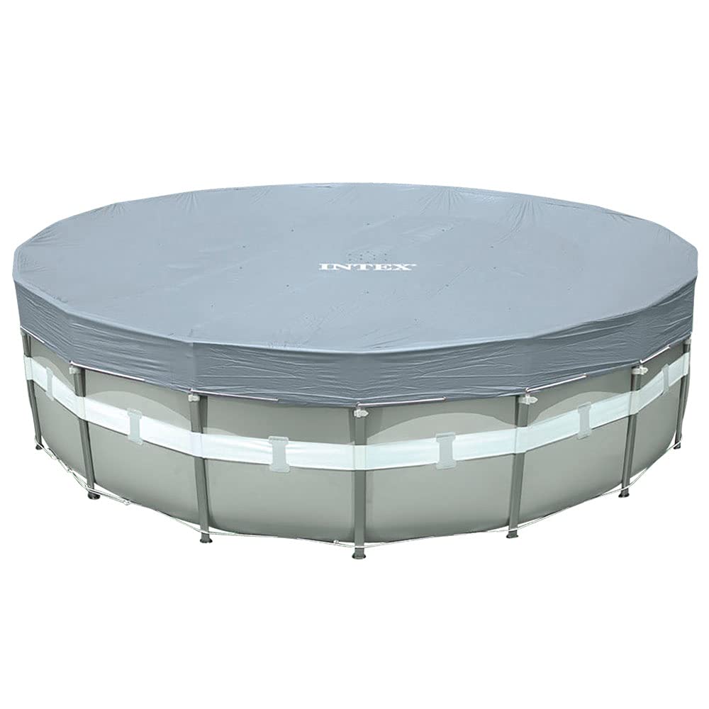 Intex Deluxe Pool Cover - Poolabdeckplane Deluxe - Ø 488 cm - Für Ultra Frame Pool Grau 488 cm