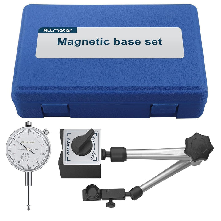 Mechanische Messuhr 0–20 mm Set mit Magnetstativ, Präzisions-Magnetfuss 80 kg, Universal-Messuhrhalt