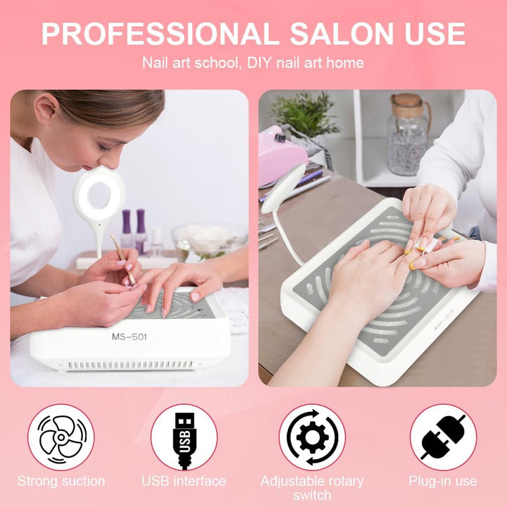HOTUT Nagelstaubabsauger, Leistungsstarker Nagelsauger mit Filter & Lampe, Professionelle Staubabsau