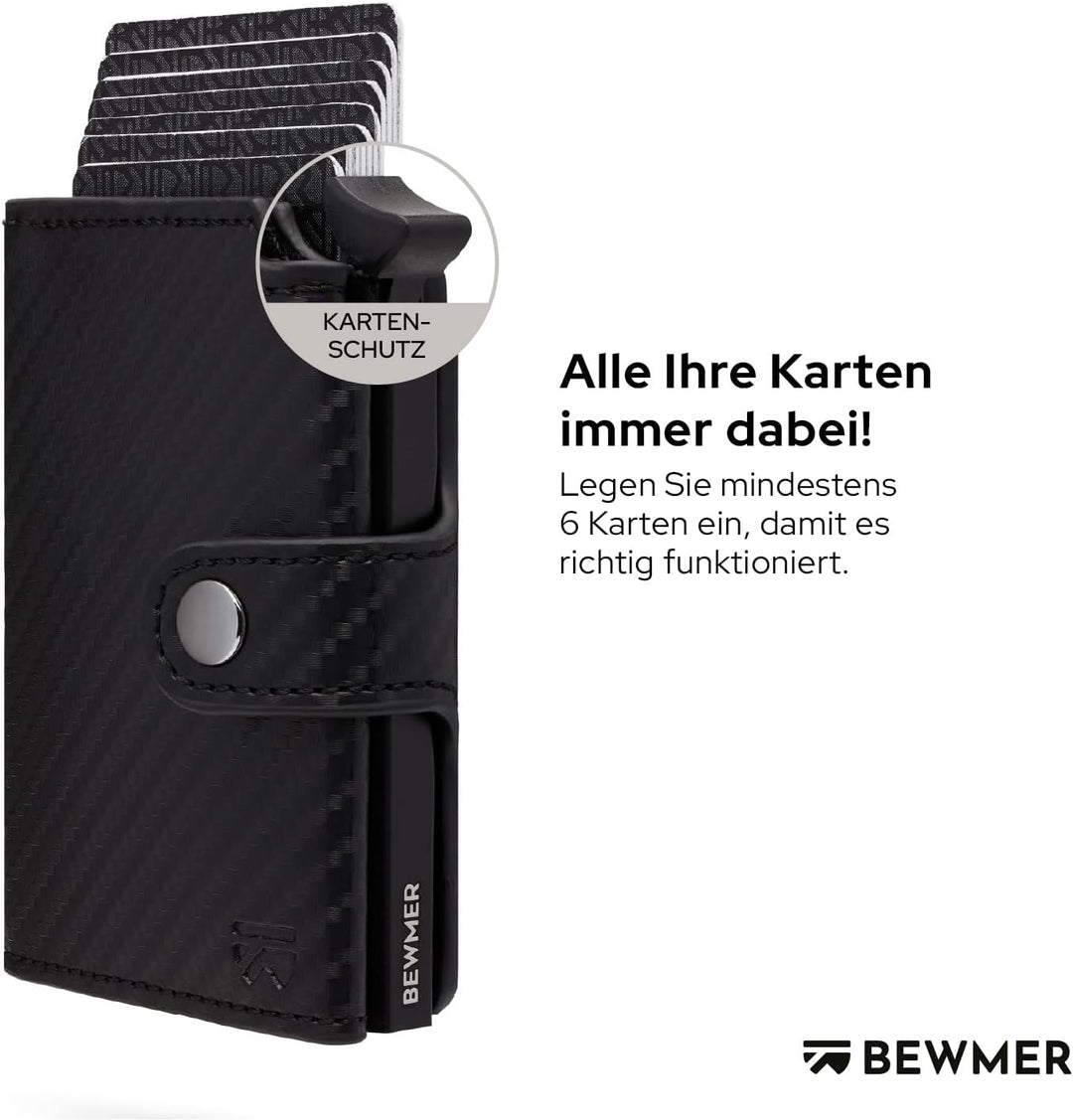 BEWMER 2 Shielded | Herren und Damen Slim Wallet mit RFID-Schutz Anti-Cloning | Kartenetui mit Münzf