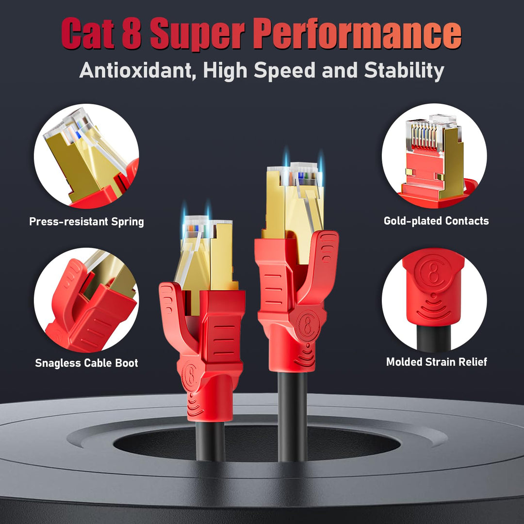 Soibke Cat 8 LAN Kabel 15 Meter, Netzwerkkabel Geschirmt Ethernet Kabel 15m Outdoor Indoor High Spee