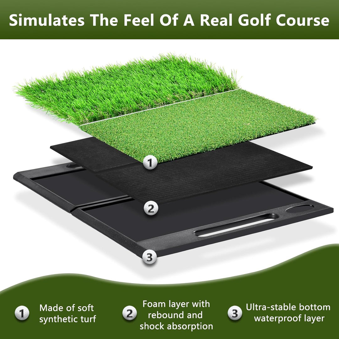 Golf Abschlagmatte 51 x 40 cm,Golf Übungsmatte mit 4 Golfbällen & Zubehör für Zuhause Indoor Outdoor