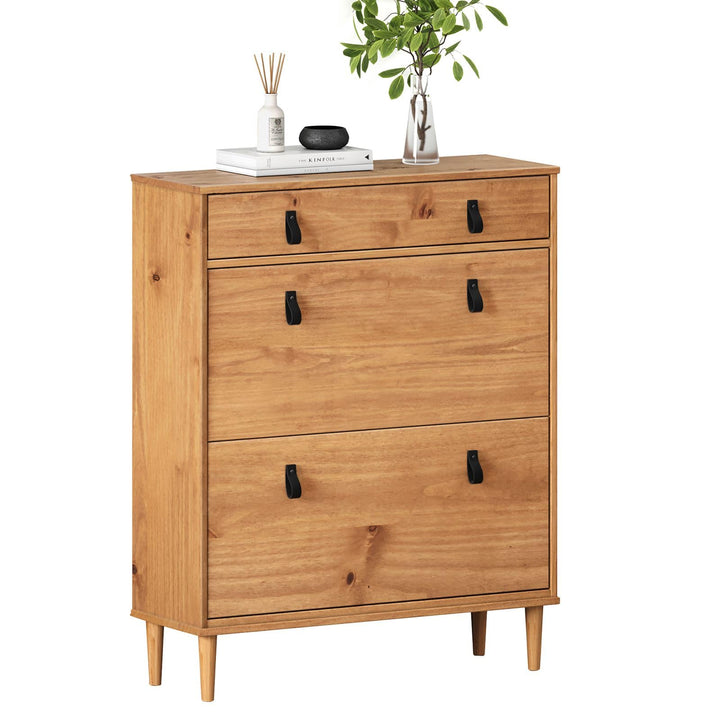 IDIMEX Schuhkipper MIKKA 2 Klappen 1 Schublade - eichefarben, schmaler Schuhschrank, Schuhaufbewahru