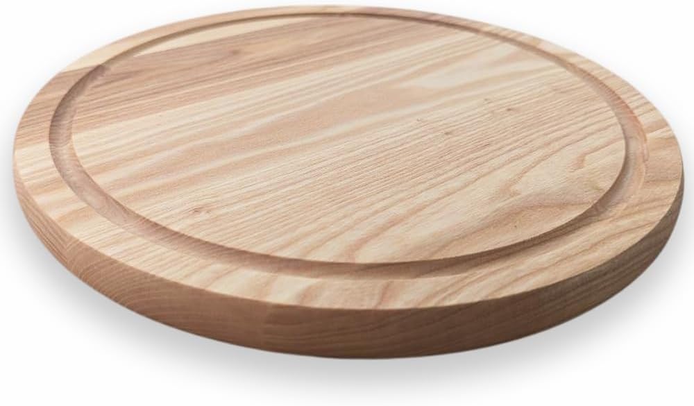 Generisch Pizzateller aus Eiche und Esche ⌀30/40cm, Schneidbrett aus Holz,Pizzabrett, Holzteller für