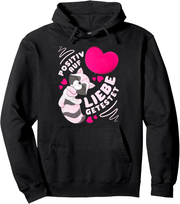 Valentinstag Herzluftballon, Waschbär mit Spruch Pullover Hoodie