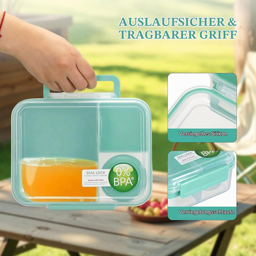 VINATO Brotdose Kinder mit Fächern, Lunchbox für Erwachsene und Kinder, Bento Box mit Tragbarem Grif