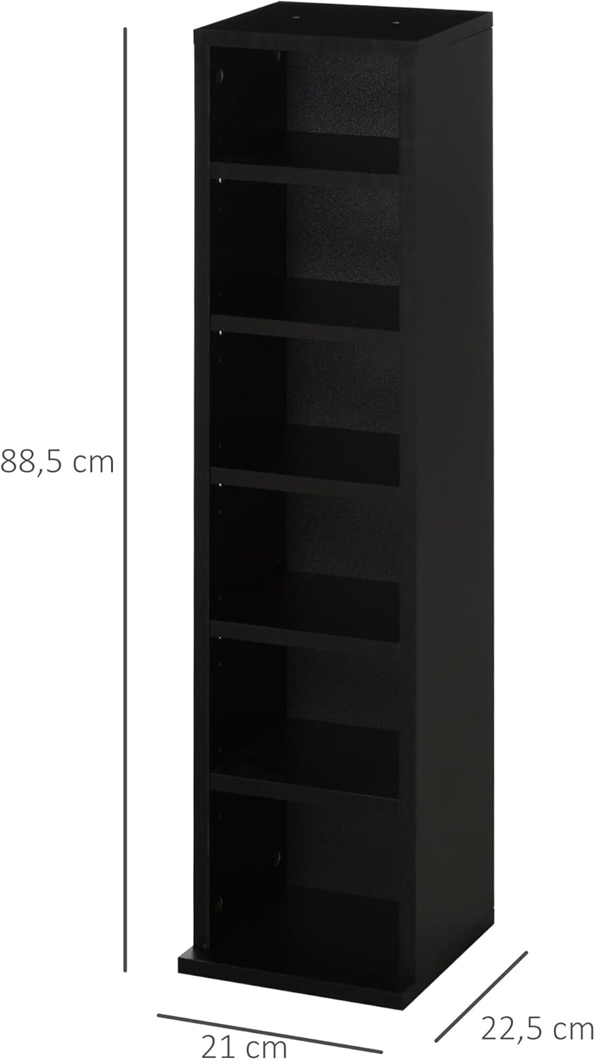 HOMCOM 2er-Set Regale Säulenschrank CD-DVD-Aufbewahrung 6 + 6 Fächer 21 x 22,5 x 88,5 cm max. Kapazi