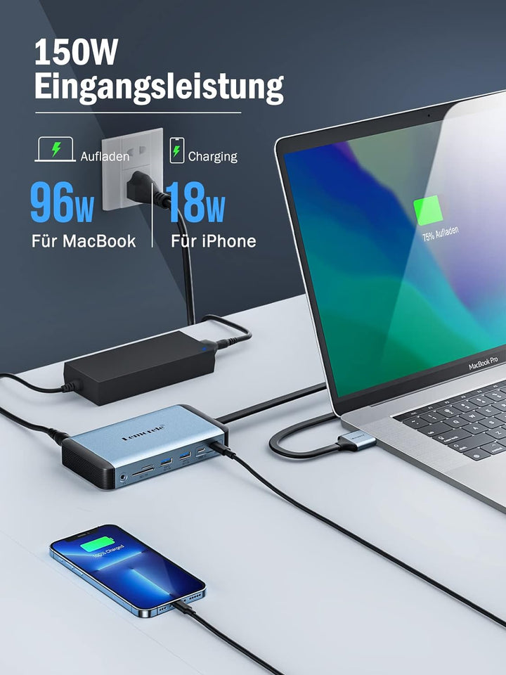 USB C Docking Station für MacBook Dual Display, Lemorele 12 in 2 Docking Station mit Dual 4K@60Hz HD