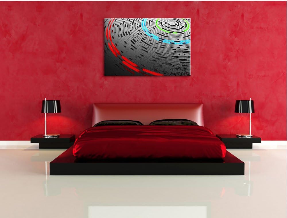 Pixxprint Abstrakte Schallplatte, Love Music Pinsel Effekt, Format: 100x70 auf Leinwand, XXL riesige