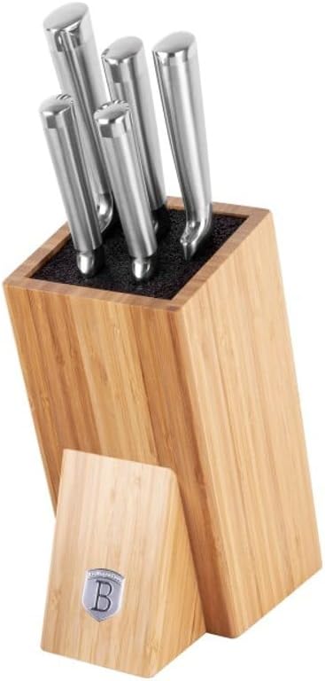 Berlinger Haus Messerset 6-teilig Edelstahl in Holzblock | Präzisionsklingen und elegantes Design