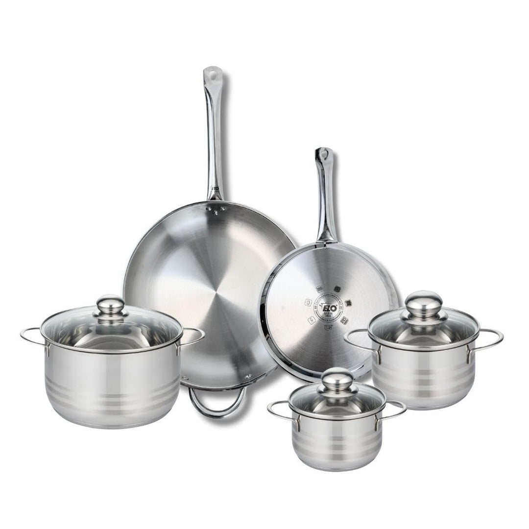 ELO 9880450 Kochgeschirr-Set, 5-teilig, 2 Bratpfannen 24 und 32 cm, 3 Kochtöpfe 14, 16 und 20 cm Elo