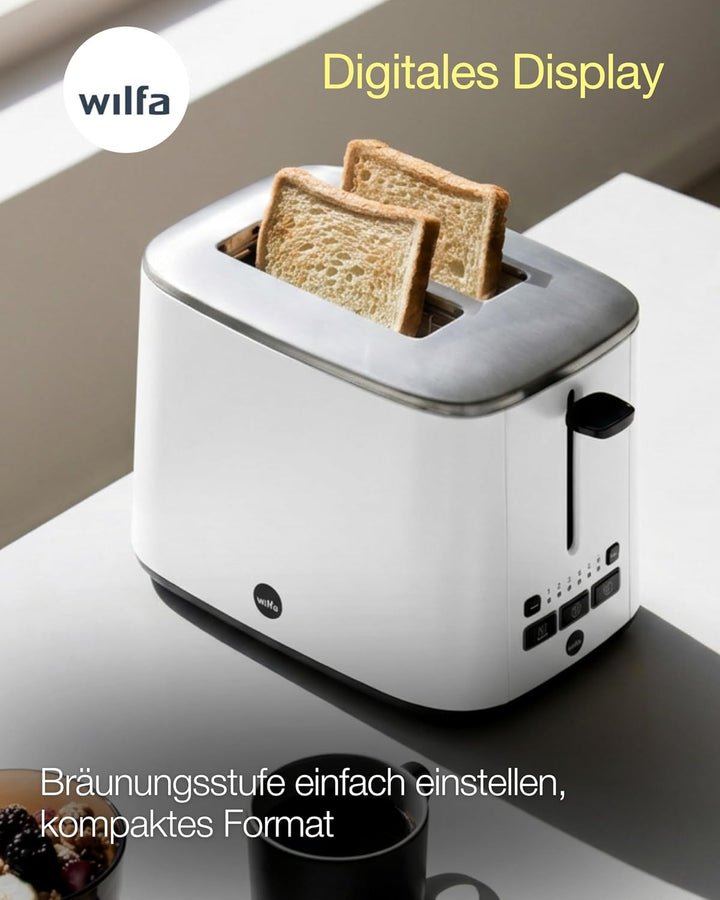 Wilfa CLASSIC Toaster - 2 Scheiben - 3 Programme - Verstellbare Hitzeeinstellungen - 1.000 Watt (wei