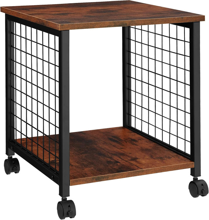 tectake Beistelltisch mit 2 Ablagen und Rollen, Nachttisch im Industrie-Design, 40 x 40 x 48 cm, für