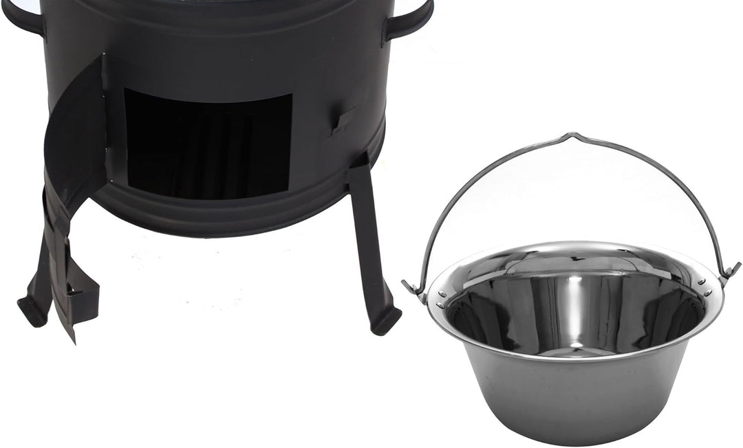 Grillplanet Gulaschkanone mit 20 Liter Gulaschkessel aus Edelstahl, Eintopfofen