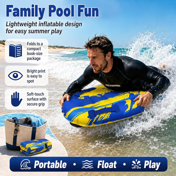 Luftmatratze Wasser für Kinder & Erwachsene, FainFun Surfbrett Aufblasbar, Bodyboard mit Griffen, Wa