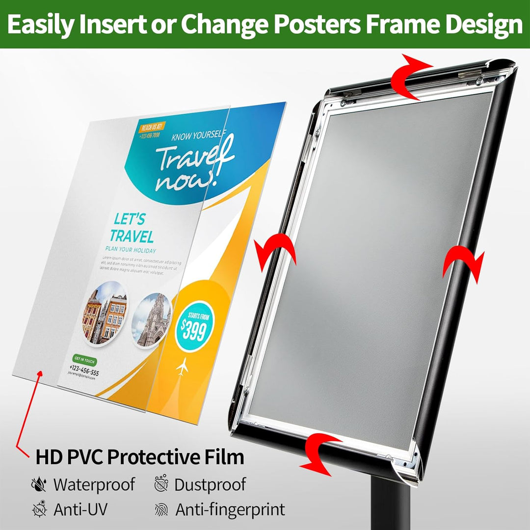 VAIIGO Heavy Duty Sign Holder Poster Stand, Adjustable Menu Display Stand Floor Standing Sign Holder