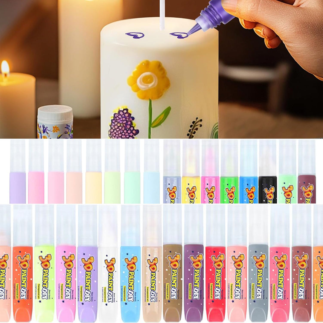 32 Stück Kerzenstifte Leuchtende Kerzenfarben Kerzenbemalset Candle Liner Wachsstifte für Kerzen Sel