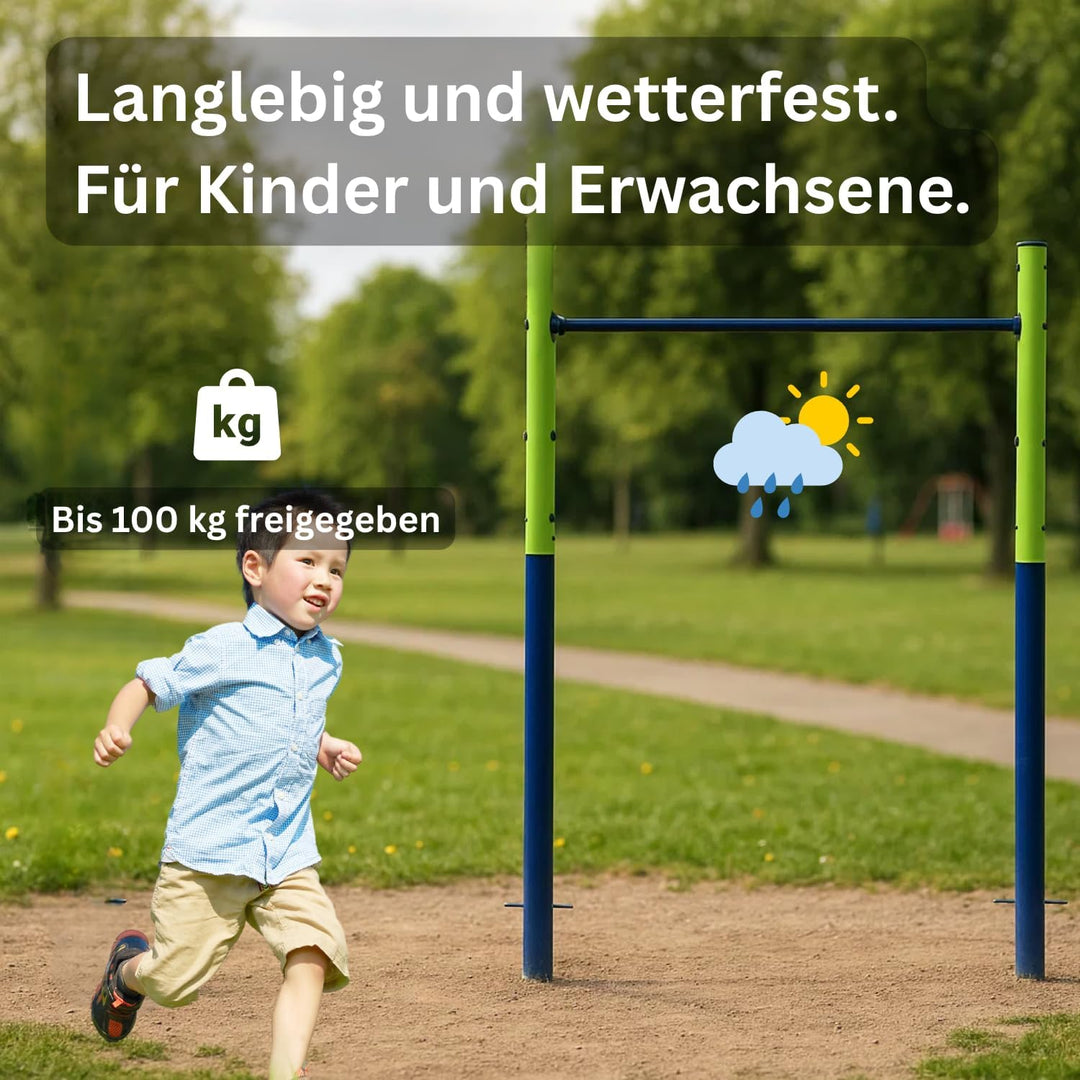 Best Sporting Garten-Turnreck Einzel- oder Doppel-Turn-Reck, Garten-Reck, grün-blau (Einzel - 118 cm