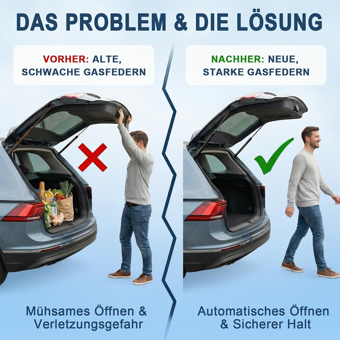2Pcs Heckklappe Dämpfer Gasdruckfeder kompatibel für VW Polo 6R 6C 1.2L | Schrägheck 2011-2014, für