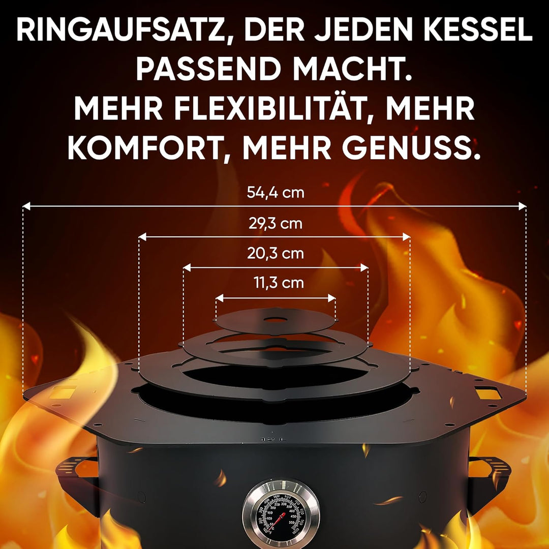 Feuerofen Utschak Ø 40cm mit Gusseisen Kazan Wok 12L Ø 42,5cm | Kasan mit Deckel | Учаг Outdoor Gula