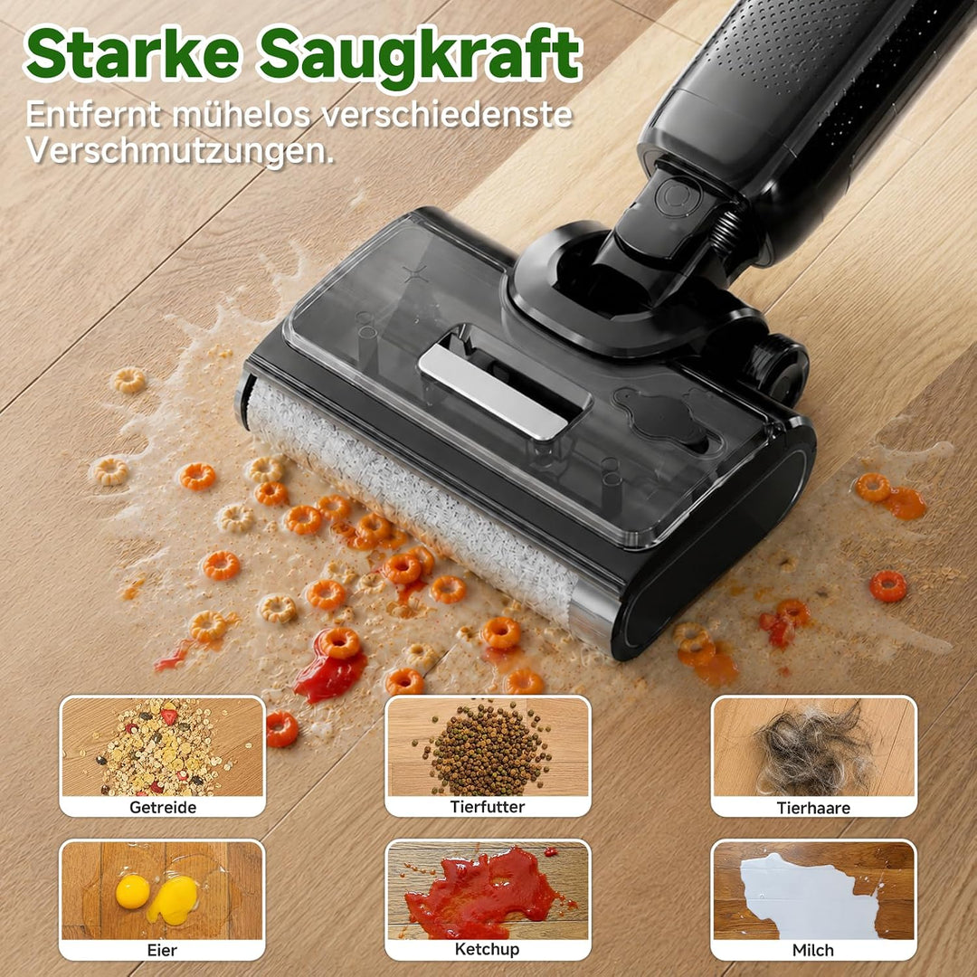 Hearten Nass Trockensauger, 180° Lay-Flat, Selbstreinigung, Anti-Tangle Schwarz, Schwarz