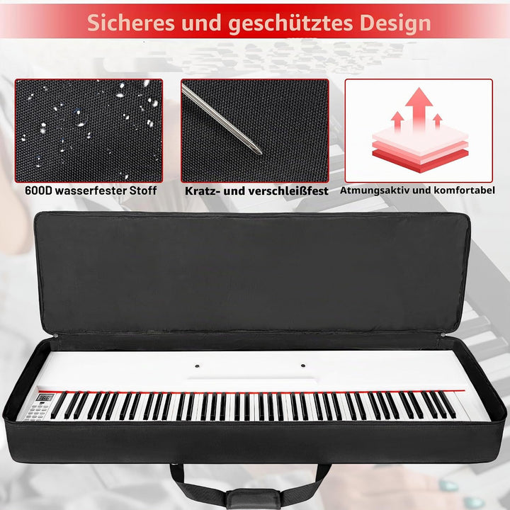 AKOZLIN Tragbare gepolsterte Tastatur-Tasche mit 88 Tasten, Masse: 137,4 x 17 x 33,5 cm, elektrische