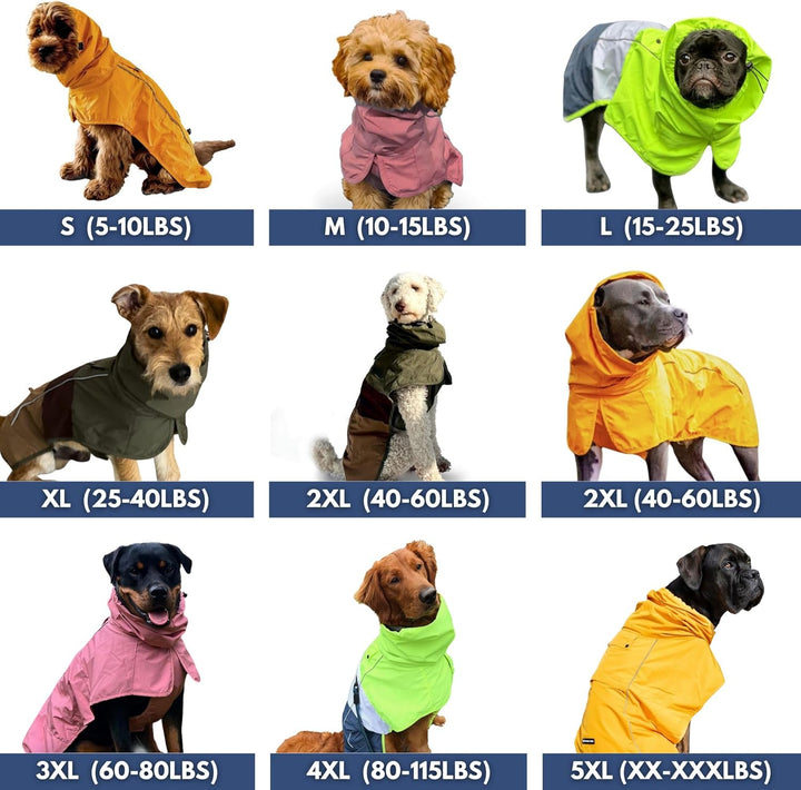 Spark Paws Hunderegenmantel, wasserdichte, Winddichte Regenjacke, für kleine, mittelgrosse, grosse u