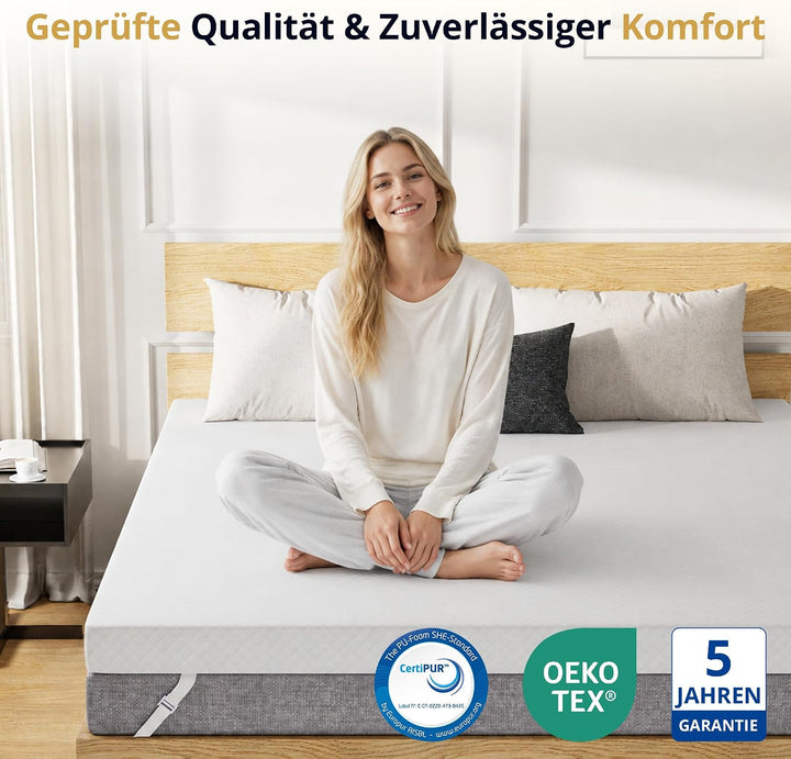 EGOHOME Matratzen Topper 160x200cm H2 H3, Matratzentopper 160x200 mit Viscoschaum &amp; Komfortschaum, M