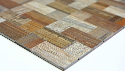Mosaik Fliesen Mosaikfliesen Metallmosaik Kachel braun Holzoptik matt Küchenfliese WC Fliesenspiegel