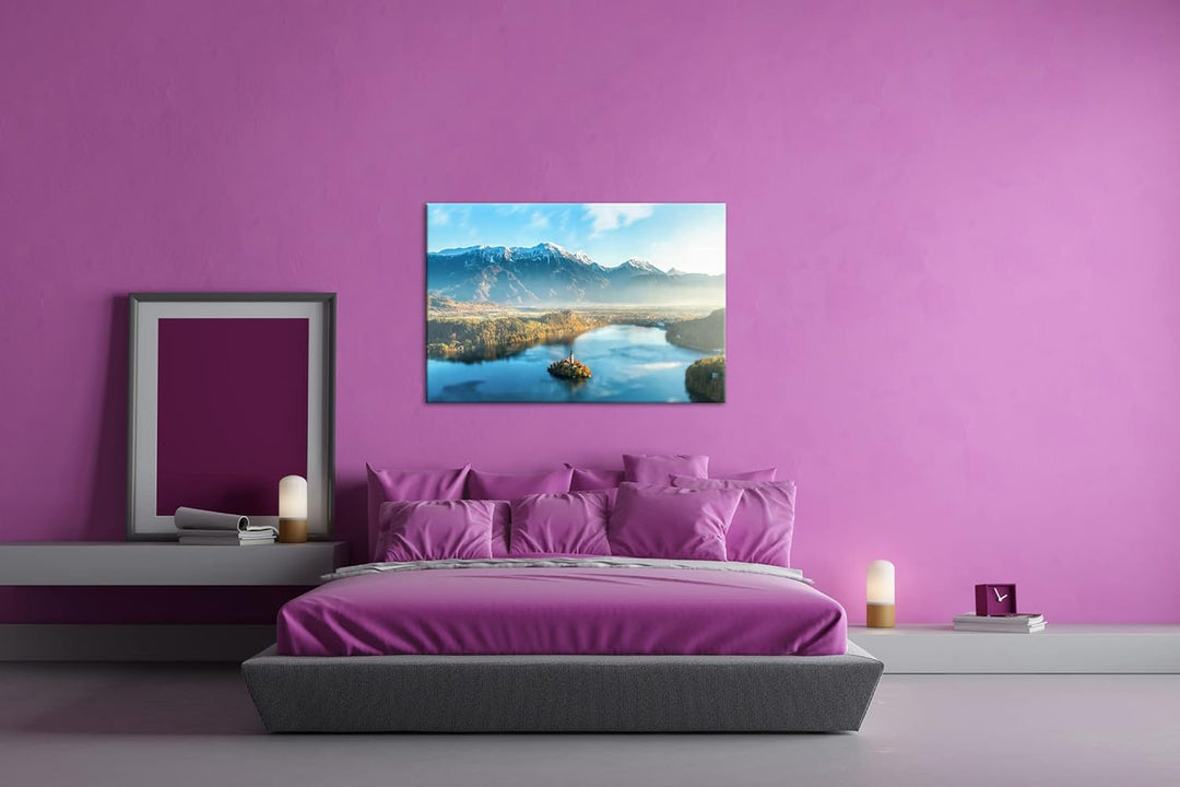deyoli Bergsee in Slowenien Format: 100x70 als Leinwand, Motiv fertig gerahmt auf Echtholzrahmen, Ho
