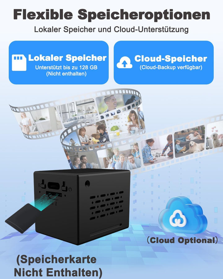 Mini Kamera, 4K Full HD Überwachungskamera Innen, 3 modes:WLAN/AP Hotspot/Überwachungskamera ohne WL