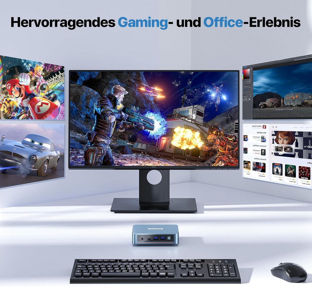PELADN WI-6 Mini PC, 12th Gen N100 (bis zu 3,4 GHz), 16 GB DDR4 RAM, 512 GB M.2 SSD, 4K Dual Display