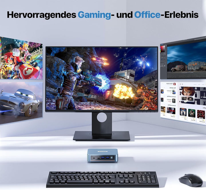 PELADN WI-6 Mini PC, 12th Gen N100 (bis zu 3,4 GHz), 16 GB DDR4 RAM, 512 GB M.2 SSD, 4K Dual Display