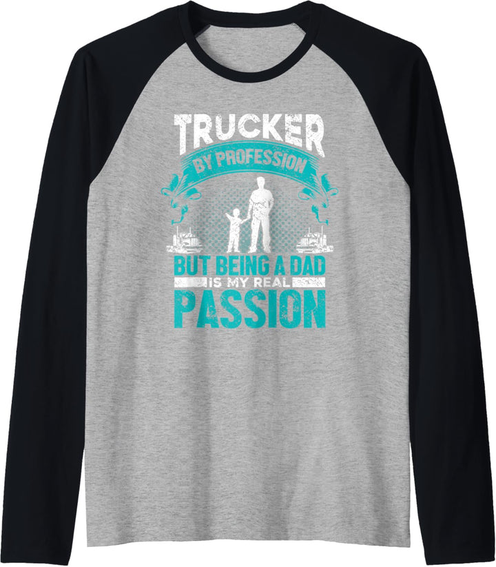 LKW Fahrer Lastwagenfahrer - Papa Vater Fernfahrer Trucker Raglan