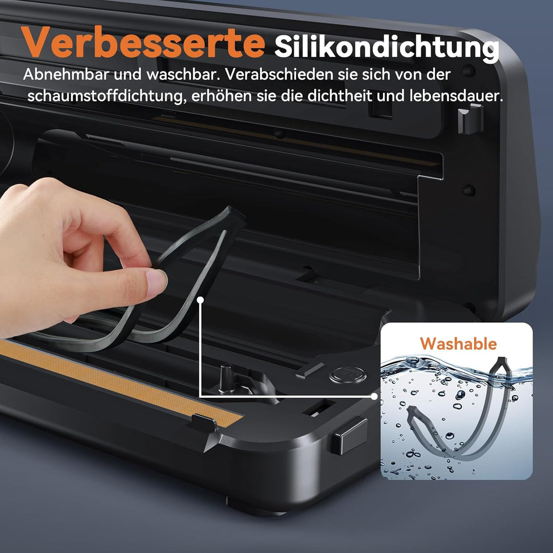 Vakuumiergerät, 8-in-1 Vakuumierer Lebensmittel Trocken/Feuchtmodus mit Integrierter Schneider & Beu