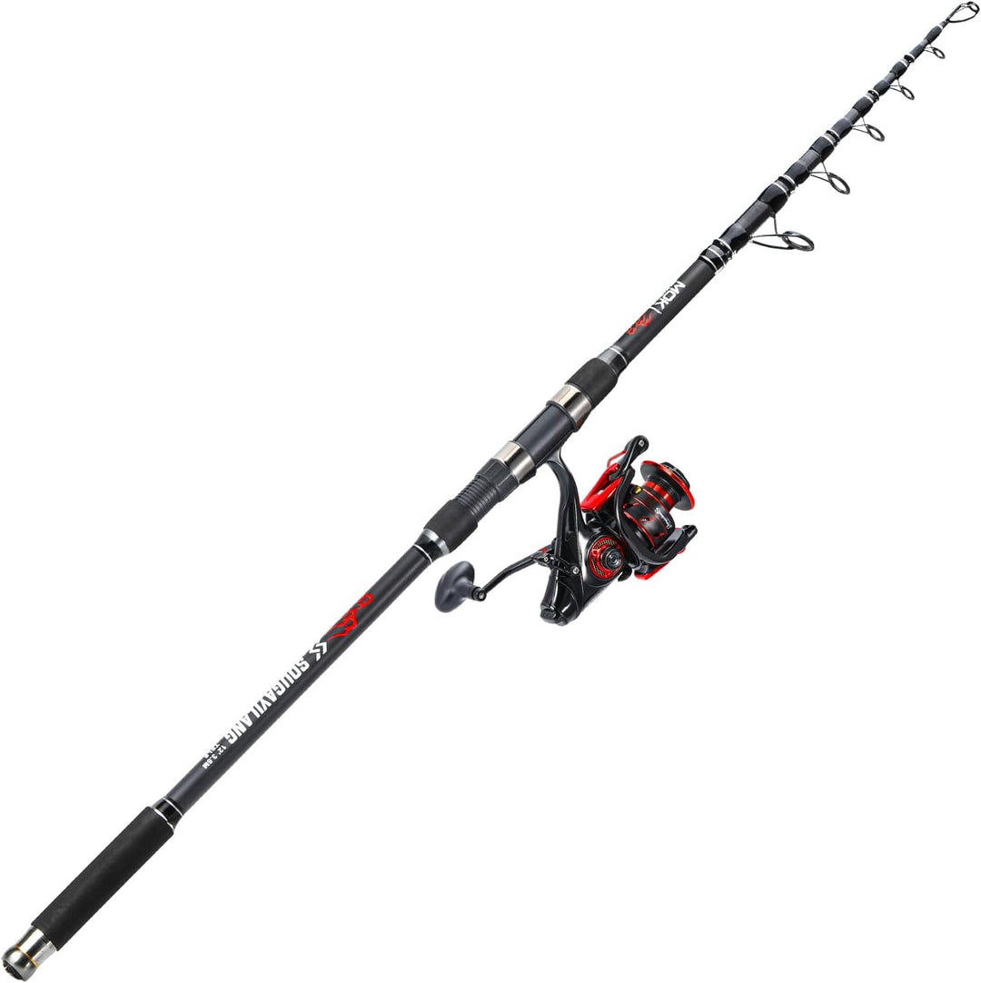 Sougayilang Karpfenruten- und Rollenset, teleskopische Reiseangelruten, 4,7:1 leistungsstarke Karpfe