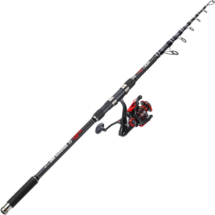 Sougayilang Karpfenruten- und Rollenset, teleskopische Reiseangelruten, 4,7:1 leistungsstarke Karpfe