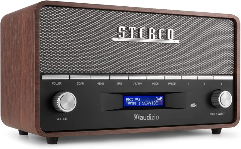 Audizio Corno - Retro Radio, DAB Plus Radio Bluetooth, Alarmfunktion, Radiowecker, Retro UKW-Radio,