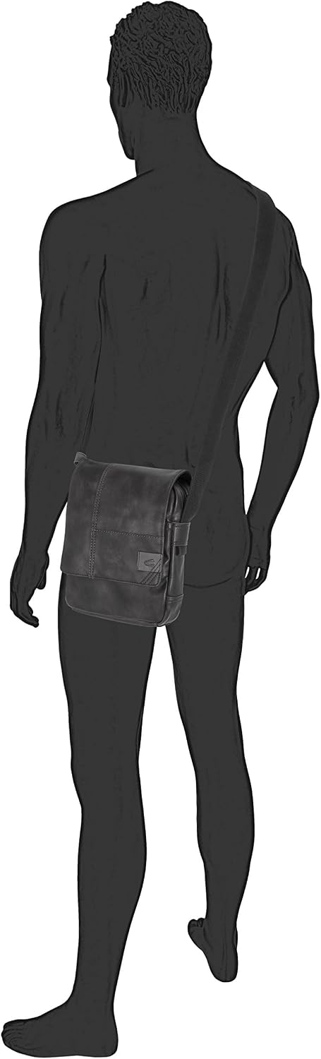 camel active Herren Laos Umhängetasche mit verstellbarem Schulterriemen 21x7x27 Schwarz, 21x7x27 Sch