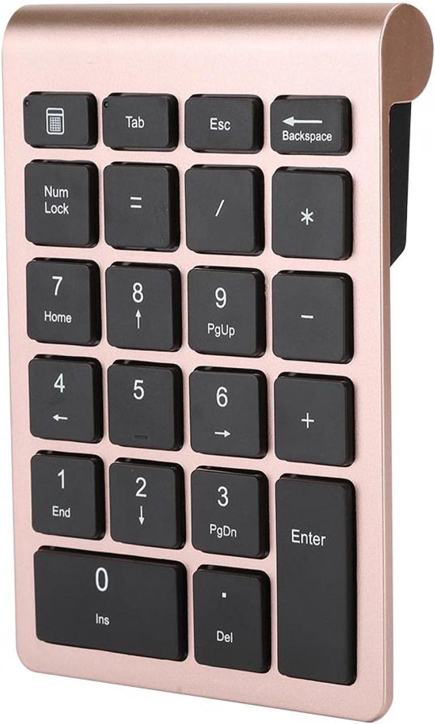 ASHATA Zehnertastatur, 22 Tasten Zehnertastatur USB 2.4G Kabellose Ergonomietastatur mit Empfänger,