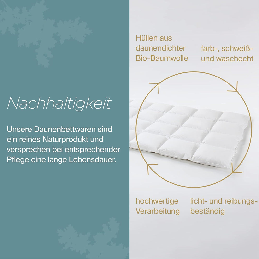 Daunenfee – Winter Cassettendecke 155x220cm –Daunen & Federn – 4x6 Karos, 2cm Stege – Handarbeit Mad