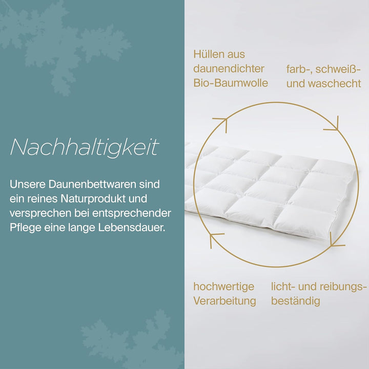 Daunenfee – Winter Cassettendecke 155x220cm –Daunen & Federn – 4x6 Karos, 2cm Stege – Handarbeit Mad