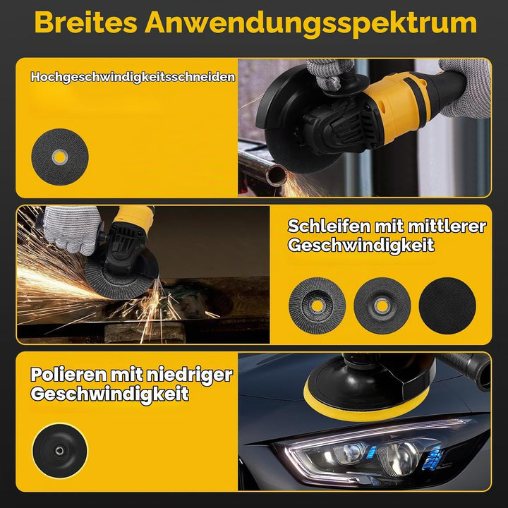 Akku Winkelschleifer - 21V Professional Winkelschleifer Set 16Pcs (Scheiben-Ø 125mm,Leistung 1500W,