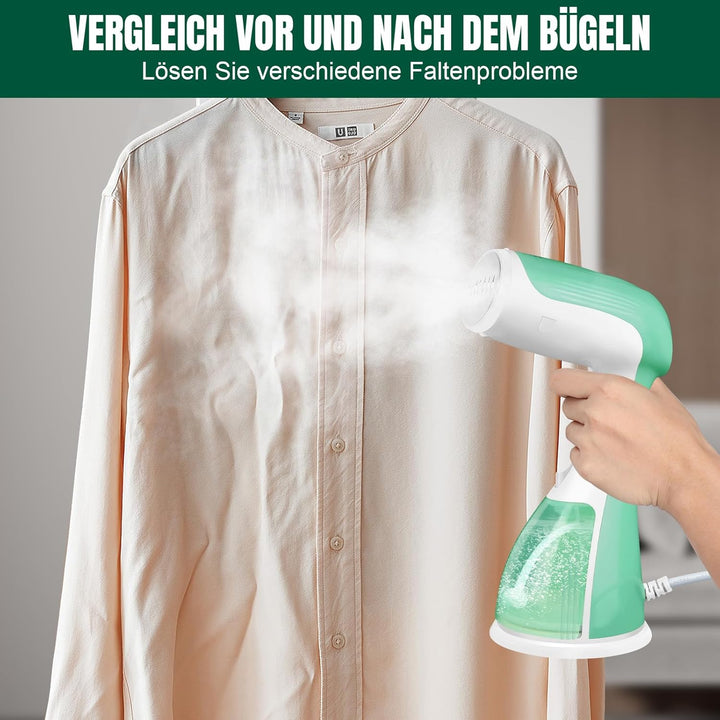Dampfglätter, 1500W Starker Dampfbügeleisen, 300ml Steamer Wassertank Dampfbürste Faltenentferner fü