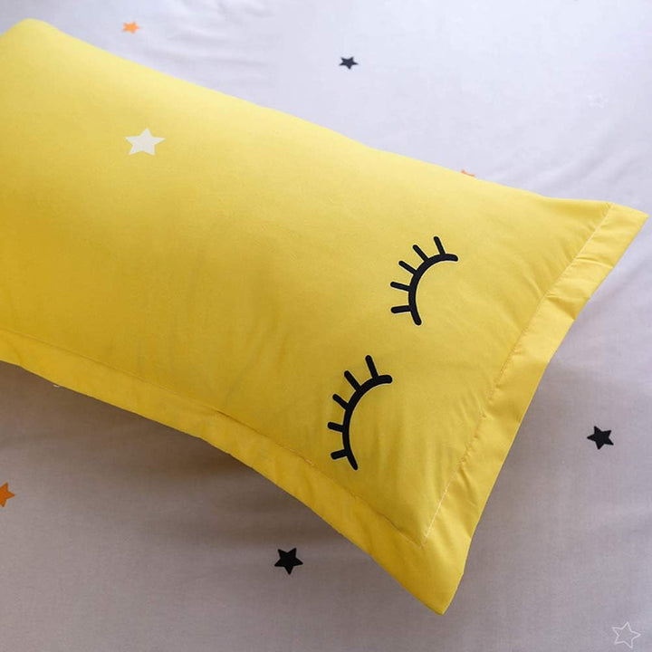 ED-Lumos Bettwäsche 200x150cm 4 teilig Duvet Cover Gelbe Wimper Bettbezug 150x200cm Set mit Kissenbe