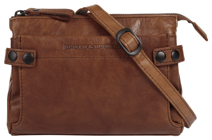 Spikes & Sparrow Umhängetasche echt Leder Damen - 021723 Cognac, Cognac